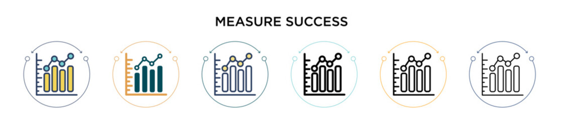 Poster - Measure success icon in filled, thin line, outline and stroke style. Vector illustration of two colored and black measure success vector icons designs can be used for mobile, ui, web