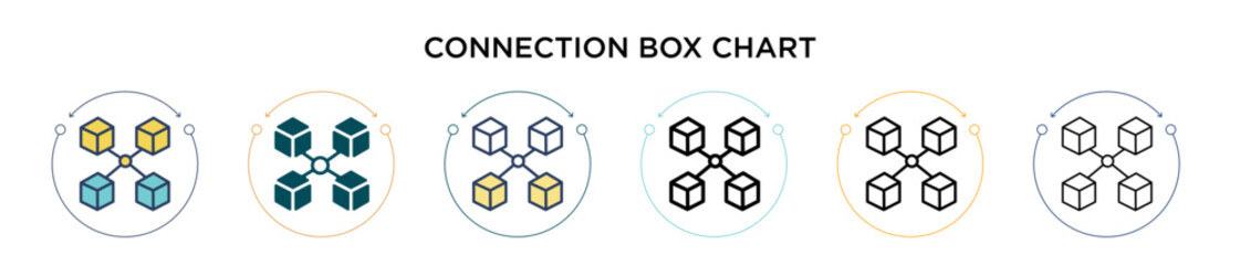 Poster - connection box chart icon in filled, thin line, outline and stroke style. vector illustration of two