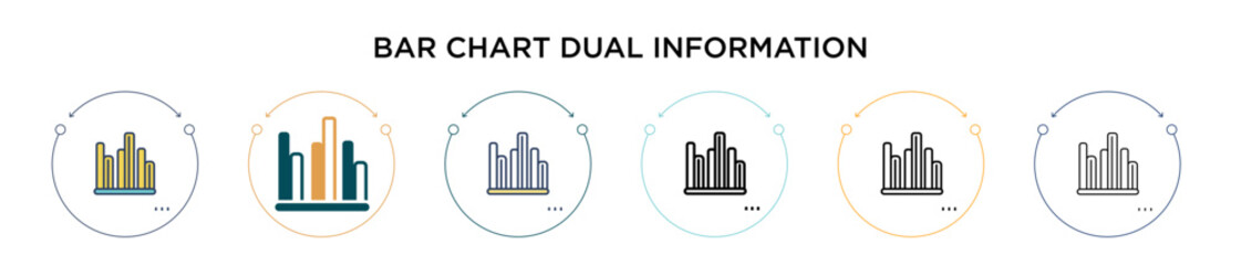 Poster - bar chart dual information icon in filled, thin line, outline and stroke style. vector illustration 