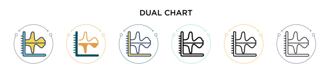 Poster - dual chart icon in filled, thin line, outline and stroke style. vector illustration of two colored a