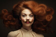 weird glamor portrait of woman wearing fake mustache breaking gender stereotypes