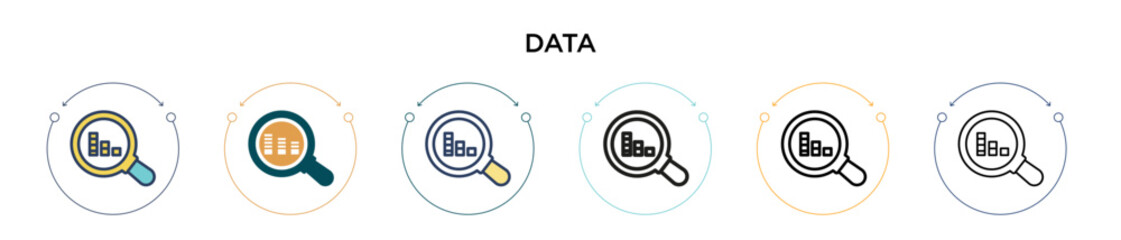 Poster - data icon in filled, thin line, outline and stroke style. vector illustration of two colored and bla