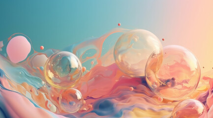 soap bubbles in blue sky background, abstract background