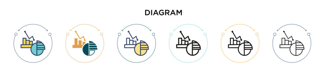 Poster - Diagram icon in filled, thin line, outline and stroke style. Vector illustration of two colored and black diagram vector icons designs can be used for mobile, ui, web