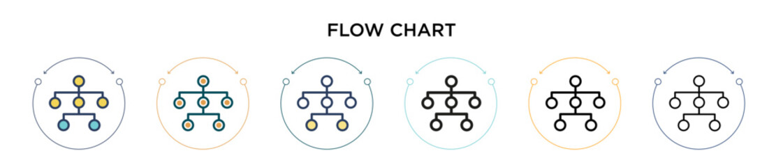 Poster - Flow chart icon in filled, thin line, outline and stroke style. Vector illustration of two colored and black flow chart vector icons designs can be used for mobile, ui, web
