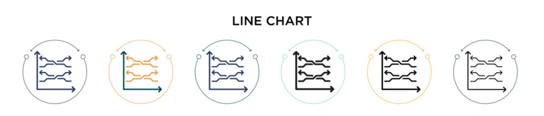 Poster - Line chart icon in filled, thin line, outline and stroke style. Vector illustration of two colored and black line chart vector icons designs can be used for mobile, ui, web