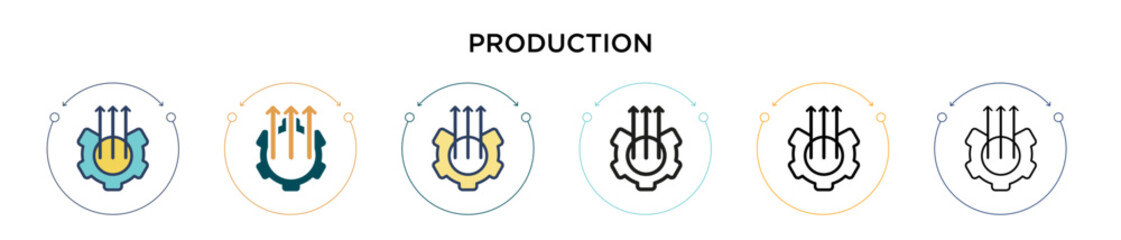 Poster - Production icon in filled, thin line, outline and stroke style. Vector illustration of two colored and black production vector icons designs can be used for mobile, ui, web