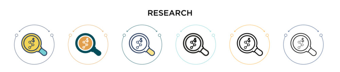Poster - research icon in filled, thin line, outline and stroke style. vector illustration of two colored and