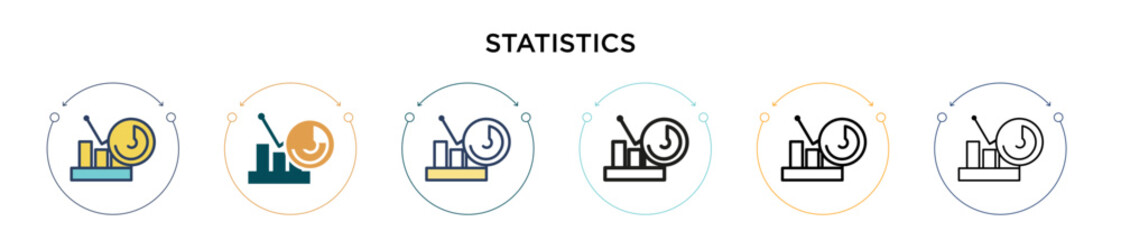 Poster - statistics icon in filled, thin line, outline and stroke style. vector illustration of two colored a