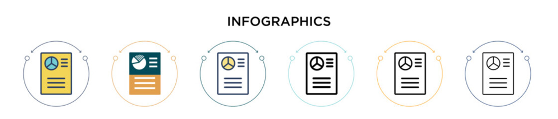 Poster - Infographics icon in filled, thin line, outline and stroke style. Vector illustration of two colored and black infographics vector icons designs can be used for mobile, ui, web