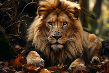 Lion In The Forest