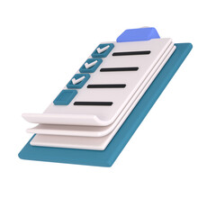 Fototapete - 3d white clipboard icon task management todo check list on turquose plane background. Work project plan concept, isolated transparent png, posting plan. productivity checklist