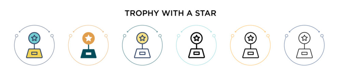 Poster - trophy with a star icon in filled, thin line, outline and stroke style. vector illustration of two c