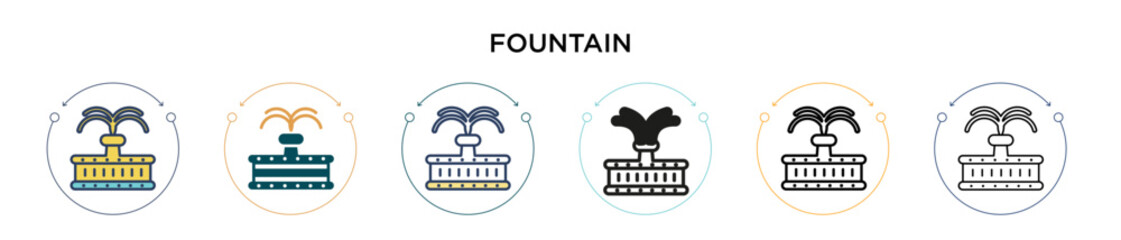 Poster - fountain icon in filled, thin line, outline and stroke style. vector illustration of two colored and