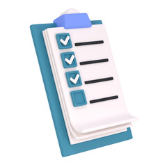Fototapete - 3d white clipboard icon task management todo check list on turquose plane background. Work project plan concept, isolated transparent png, posting plan. productivity checklist