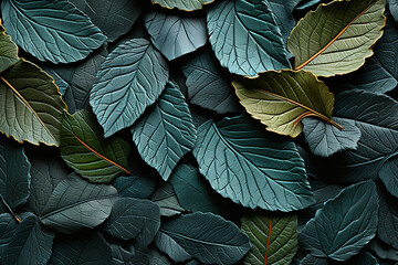 Aufkleber - Beautiful leaf coca pattern texture background. Macro photography view.  Generative AI technology.