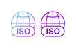 © Coosh448 - ISO icon. Flat, purple, ISO standarts. Vector illustration