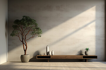 Aufkleber - A minimalist sliding door leading to a minimalist interior, illustrating the harmony of clean lines and simplicity.  Generative AI technology.