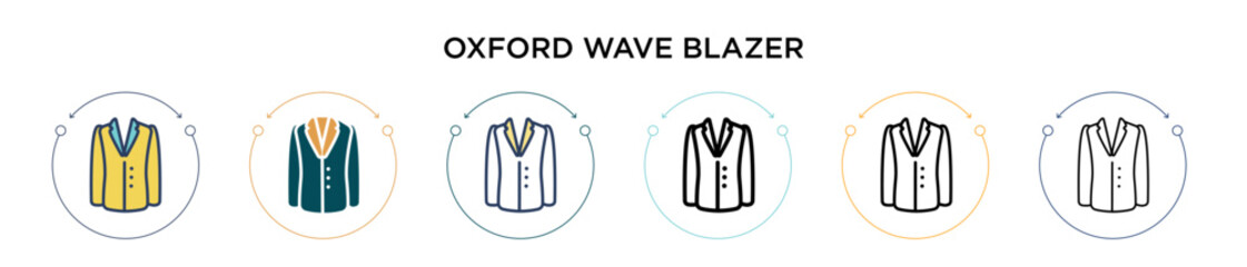 Oxford wave blazer icon in filled, thin line, outline and stroke style. Vector illustration of two colored and black oxford wave blazer vector icons designs can be used for mobile, ui, web