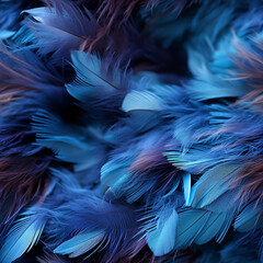 Aufkleber - Beautiful Blue trends feather pattern texture background Pattern for tiles. Generative AI technology.