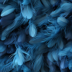 Aufkleber - Beautiful Blue trends feather pattern texture background Pattern for tiles. Generative AI technology.