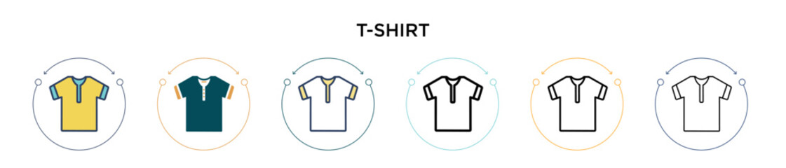 Poster - t-shirt icon in filled, thin line, outline and stroke style. vector illustration of two colored and 