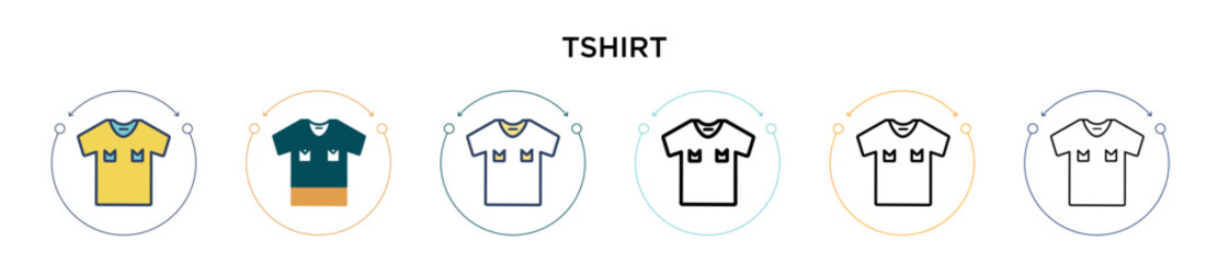Poster - tshirt icon in filled, thin line, outline and stroke style. vector illustration of two colored and b