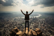 Building Confidence Person Conquering Fear - Stock Photo Concepts