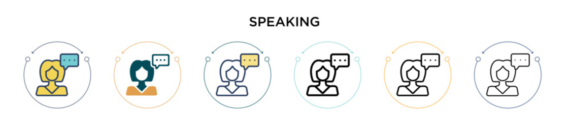 Poster - speaking icon in filled, thin line, outline and stroke style. vector illustration of two colored and