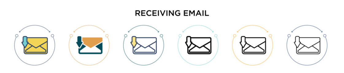Poster - receiving email icon in filled, thin line, outline and stroke style. vector illustration of two colo
