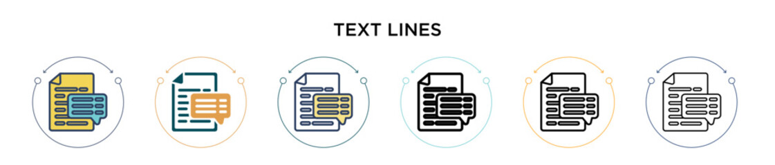 Poster - text lines icon in filled, thin line, outline and stroke style. vector illustration of two colored a