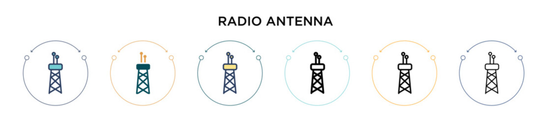 Poster - radio antenna icon in filled, thin line, outline and stroke style. vector illustration of two colore