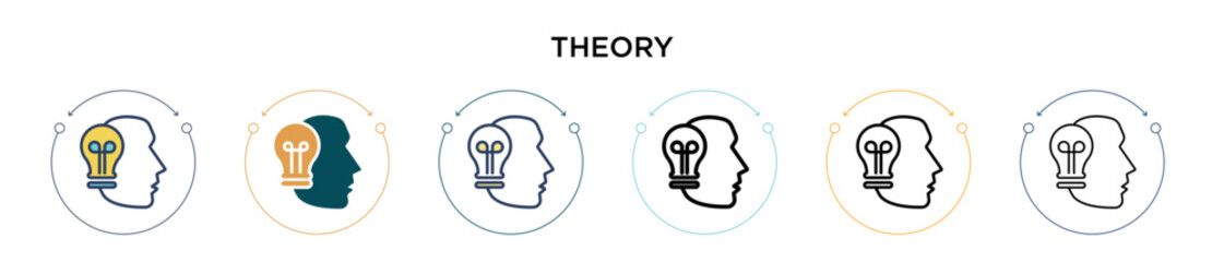 Poster - theory icon in filled, thin line, outline and stroke style. vector illustration of two colored and b