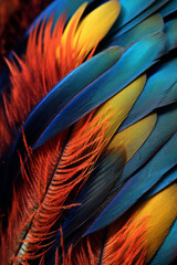 Wall Mural - A close-up of a feather, showcasing its intricate barbs, vanes, and unique coloration.  Generative AI technology.