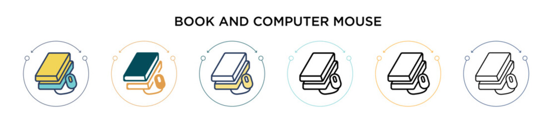 Poster - book and computer mouse icon in filled, thin line, outline and stroke style. vector illustration of 