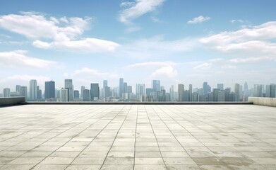 Wall Mural - Panoramic skyline and modern commercial office buildings with empty square floors at night. Created with Generative AI technology.