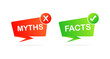 Facts and myths icons. Flat, color, facts are right, myths are false. Vector illustration