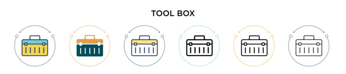 Poster - tool box icon in filled, thin line, outline and stroke style. vector illustration of two colored and