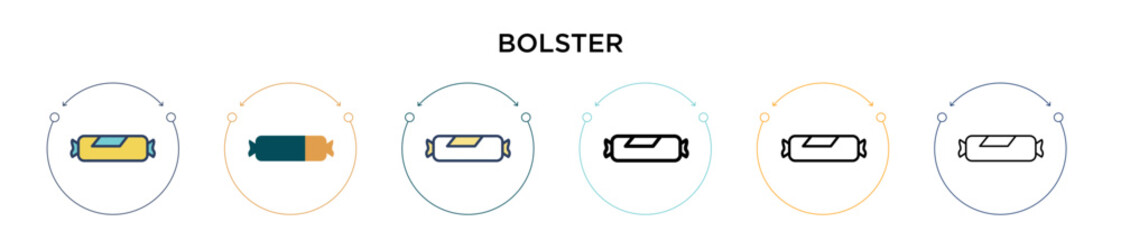 Poster - Bolster icon in filled, thin line, outline and stroke style. Vector illustration of two colored and black bolster vector icons designs can be used for mobile, ui, web