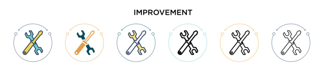 Poster - improvement icon in filled, thin line, outline and stroke style. vector illustration of two colored 