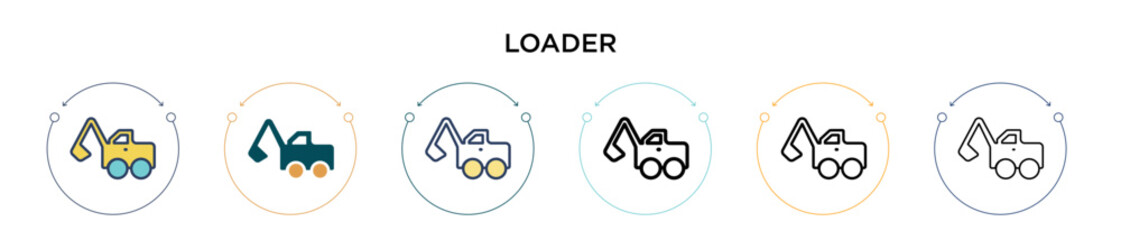 Wall Mural - Loader icon in filled, thin line, outline and stroke style. Vector illustration of two colored and black loader vector icons designs can be used for mobile, ui, web