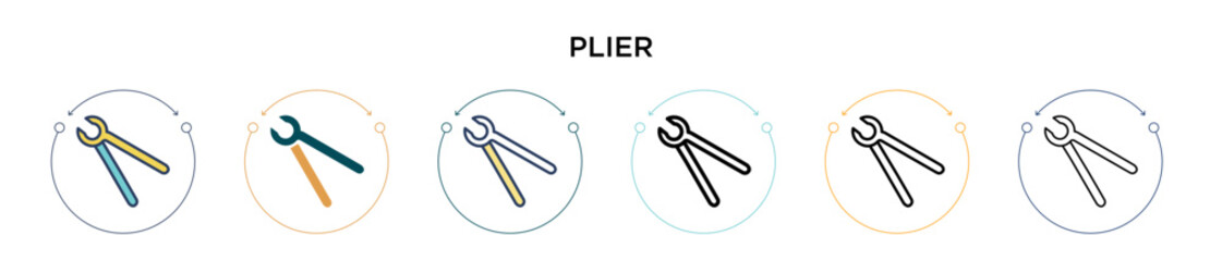 Poster - plier icon in filled, thin line, outline and stroke style. vector illustration of two colored and bl