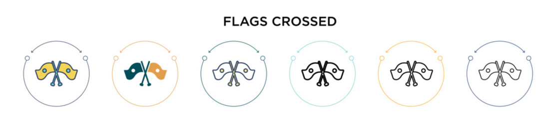 Wall Mural - flags crossed icon in filled, thin line, outline and stroke style. vector illustration of two colore