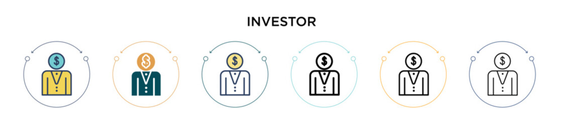 Poster - investor icon in filled, thin line, outline and stroke style. vector illustration of two colored and