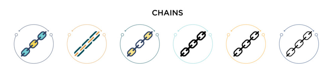 Poster - chains icon in filled, thin line, outline and stroke style. vector illustration of two colored and b