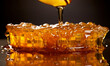 canvas print picture - honey dripping into a Honeycomb