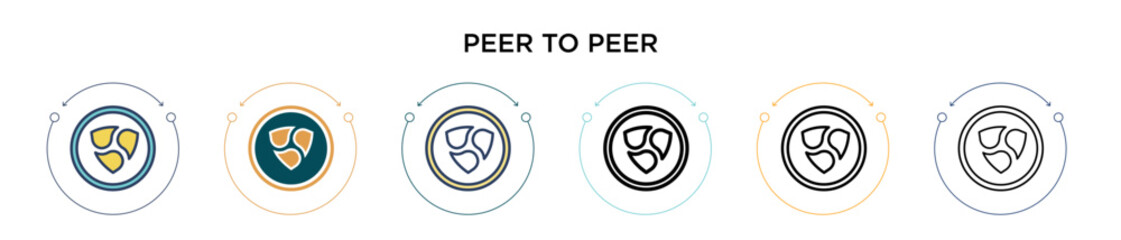 Aufkleber - Peer to peer icon in filled, thin line, outline and stroke style. Vector illustration of two colored and black peer to peer vector icons designs can be used for mobile, ui, web