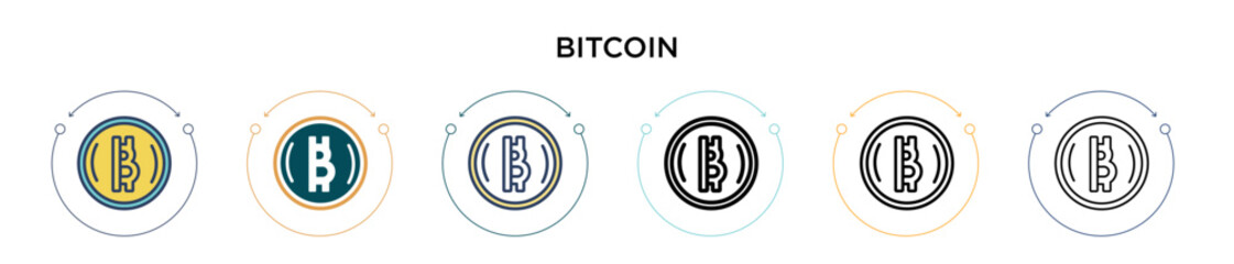 Poster - bitcoin icon in filled, thin line, outline and stroke style. vector illustration of two colored and 