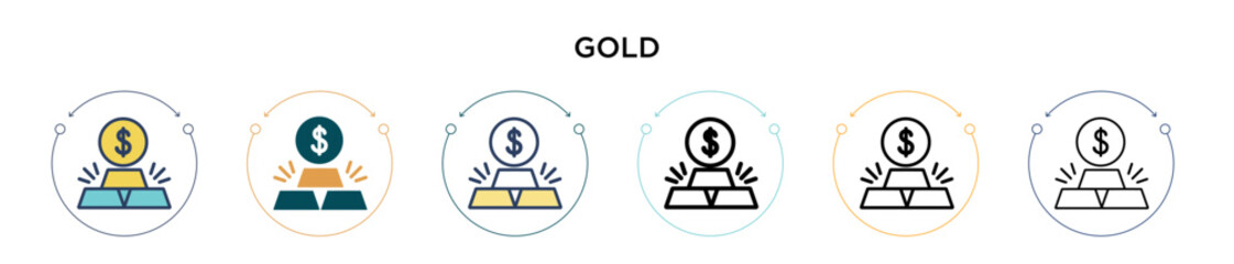 Poster - gold icon in filled, thin line, outline and stroke style. vector illustration of two colored and bla