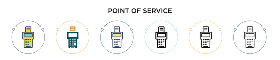 Poster - point of service icon in filled, thin line, outline and stroke style. vector illustration of two col